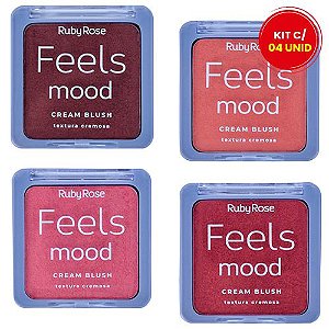 Blush Cream Blush Feels Mood Ruby Rose HB-6118 - Kit c/ 04 unid