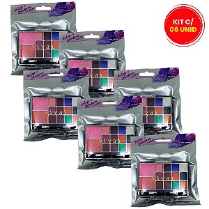 Estojo 12 Sombras Matte e Metálico + 2 Blushes Vivai 4044.1.1 - Kit c/ 06 unid