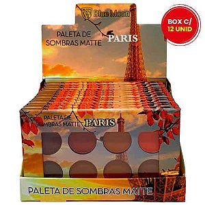 Paleta de Sombras Matte Paris Blue Moon BM-7802 - Box c/ 12 unid