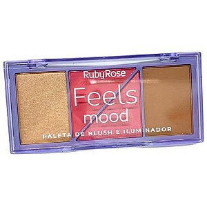 Paleta de Blush e Iluminador Grupo 01 Feels Mood Ruby Rose HB-7529/1