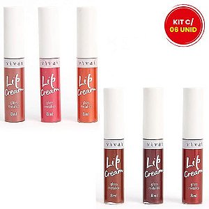 Gloss Metálico Lip Cream Vivai 3077.1.1 - Kit c/ 06 unid
