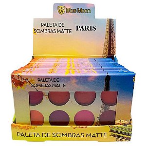Paleta de Sombras Matte Paris Blue Moon BM-7801 - Box c/ 12 unid
