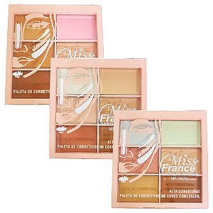 Paleta de Corretivo 06 Cores Concelear Miss France MF-7670 - Kit c/ 03 unid