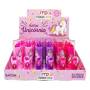 Batom Bastão Unicórnio Infantil Maria Pink MP10006 - Box c/ 24 unid