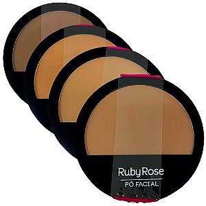 Pó Facial Compacto Grupo 15 Ruby Rose HB-7206-15 - Kit  c/ 04 unid
