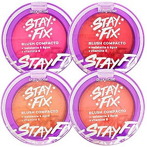 Blush Compacto Stay Fix Ruby Rose HB-571 - Kit c/ 04 unid