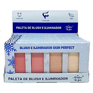 Paleta de Blush e Iluminador Cor 02 Pontos de Luz Fashion Makeup - Box c/ 12 unid