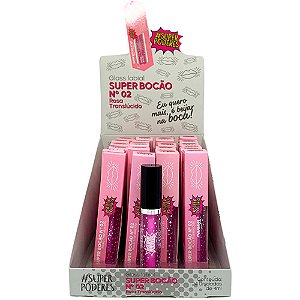 Gloss Labial Super Bocão N° 02 Rosa Translúcido Super Poderes GSBSP02 - Box c/ 24 unid