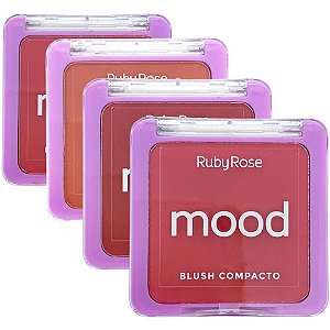 Blush Compacto Mood Ruby Rose HB-582 - Kit c/ 04 unid
