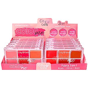 Paleta Multifuncional 3 em 1 Color Me City Girls CG308 - Box c/ 12 unid