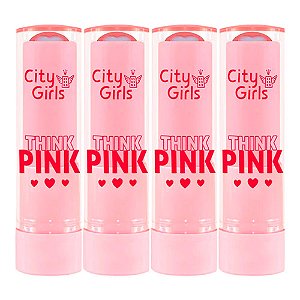 Batom Balm Bastão Think Pink City Girls CG323 - Kit c/ 04 unid