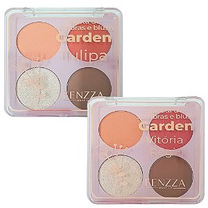 Paleta de Sombras e Blush Garden Fenzza FZMD1018 - Kit c/ 02 unid