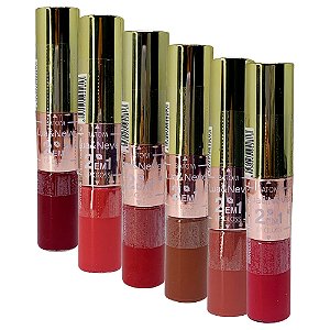 Batom Lip Gloss 2 em 1 Lua & Neve LN02161 - Kit c/ 06 unid