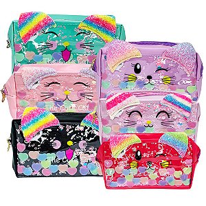 Necessaire Estampada The Cute Cat LUX210-054 - Kit c/ 06 unid