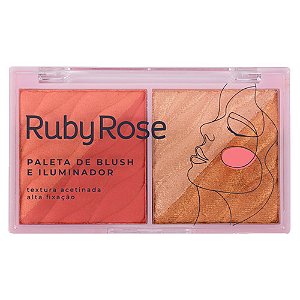 Paleta de Blush e Iluminador Passion Ruby Rose HB-7533-1