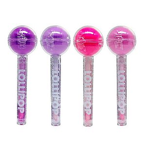 Brilho Labial e Lip Balm Lollipop Maria Pink MP10031 - Kit c/ 04 unid