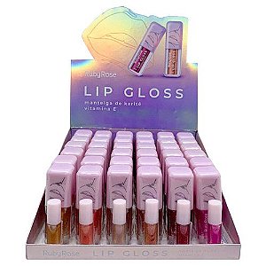 Lip Gloss Glitter Ruby Rose HB-8234 - Box c/ 36 unid