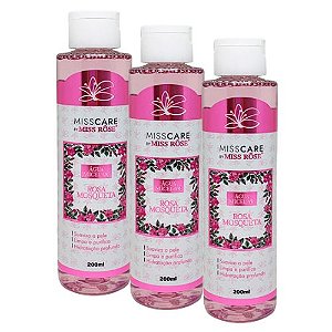 Água Micelar Rosa Mosqueta 200ml Miss Rôse MR069 - Kit c/ 03 unid