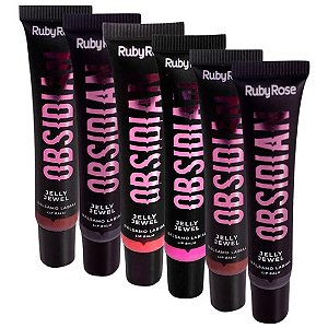 Lip Balm Jelly Jewel Obsidian Ruby Rose HB-7400 - Kit c/ 06 unid