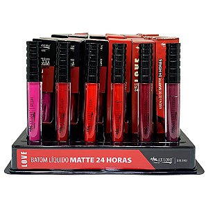 Batom Líquido Matte 24 Horas Box 02 Cor 27 ao 32 Max Love - Box c/ 48 unid