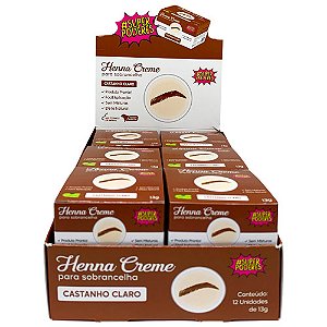 Henna Creme para Sobrancelha Castanho Claro Super Poderes CRCCSP02 - Box c/ 12 unid