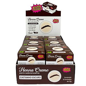 Henna Creme para Sobrancelha Castanho Escuro Super Poderes CRCESP02 - Box c/ 12 unid