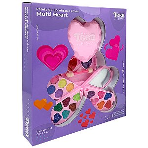 Paleta de Sombras e Gloss Infantil Teen Multi Heart Fenzza SKV120040