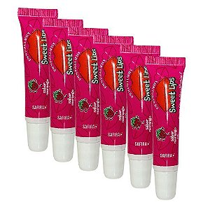 Hidratante Labial Balm Sweet Lips Morango Safira - Kit c/ 06 unid