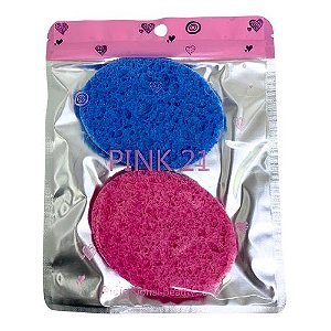 Kit com 02 Esponjas para Limpeza Facial Pink 21 HB87322