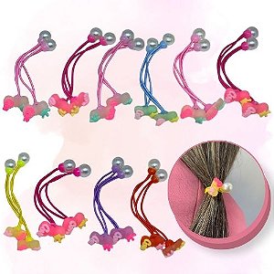 Kit Elásticos para Cabelo Infantil Miss France MF-2391 - Cartela c/ 10 unid