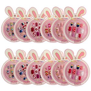 Unhas Postiças Infantil Femme Paris Kids FM001 - Pcte c/ 12 unid