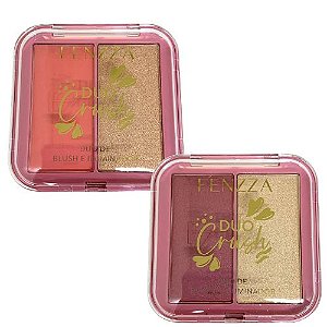 Paleta de Blush e Iluminador Duo Crush Fenzza FZ32035 - Kit c/ 02 unid