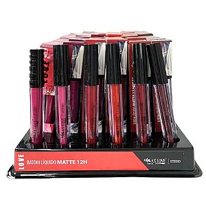 Batom Líquido Matte 12 Horas Cor 83 ao 108 Max Love - Box c/ 48 unid