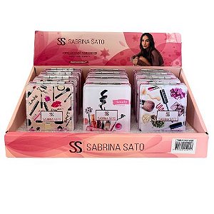 Espelho Portátil de Bolsa Estampado Quadrado Sabrina Sato SP5025 - Box c/ 12 unid