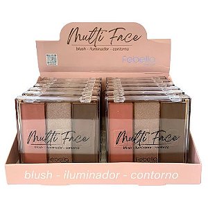 Paleta de Blush, Iluminador e Contorno Multi Face Febella MU50113 - Box c/ 12 unid