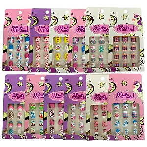 Unhas Postiças Infantil Qbela Manuela! QBM740 - Pcte c/ 12 unid