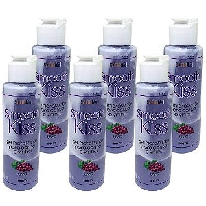 Gel Hidratante para Corpo e Virilha Smooth Kiss Uva Safira - Kit c/ 06 unid