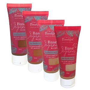 Base Líquida Matte Vegana Cores Escuras Face Beautiful - Kit c/ 04 unid