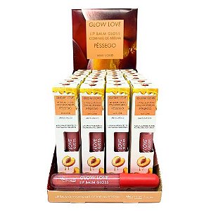 Lip Balm Gloss Glow Love Pêssego com Mel de Abelha Cor 423 Max Love - Box c/ 28 unid