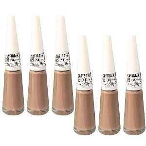 Esmalte Bege Nude Cremoso N° 14 Safira - Kit c/ 06 unid