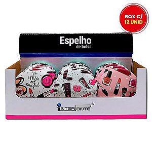 Espelho Portátil de Bolsa Estampado Interponte HJ54101 – Box c/ 12 unid