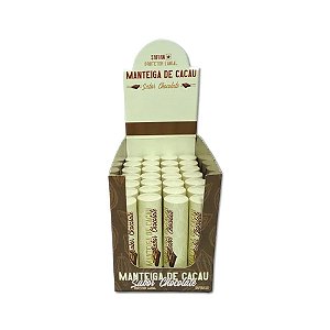 Manteiga de Cacau Protetor Labial Sabor Chocolate Safira - Box c/ 35 unid