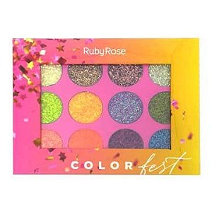 Paleta de Glitter Color Fest Ruby Rose HB-8408