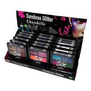 Paleta de Sombras Glitter Chandelle Cor A - Box c/ 18 unid