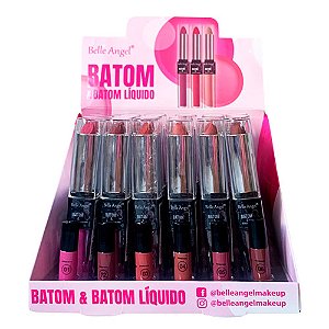 Batom & Batom Liquido 2 em 1 Belle Angel B073 - Box c/ 24 unid