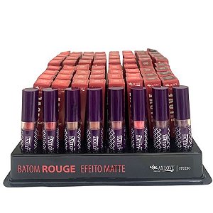 Batom Bastão Cremoso Rouge Box 01 Cor 350 ao 357 Max Love - Box c/ 64 unid