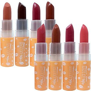 Batom Bastão Nude Lips Love Max Love Cor 450 ao 457 – Kit c/ 08 unid