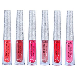 Batom Líquido Shine Kisses Glitter Ruby Rose Group 03 HB-8223 – Kit c/ 06 unid
