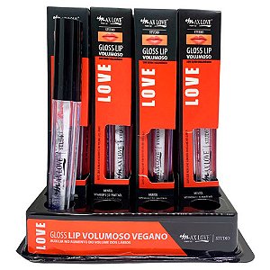 Gloss Lip Volumoso Vegano Incolor com Glitter Cor 05 Max Love – Box c/ 32 unid