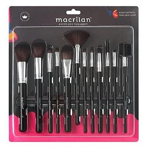 Kit com 12 Pincéis para Maquiagem Macrilan KP9-1A